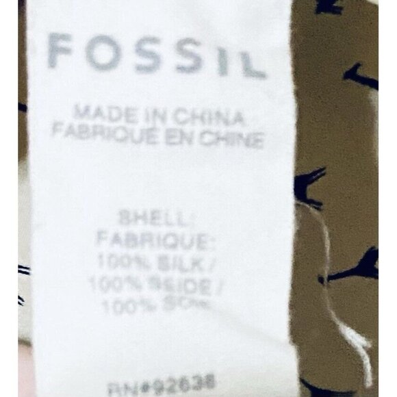 Fossil Womens Small Giraffe Print Button Up Top Silk Long Sleeves Lightweight - Picture 6 of 7